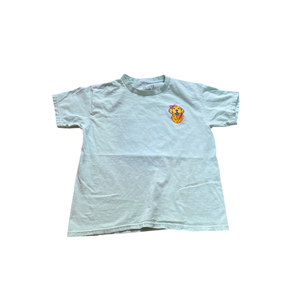 Benny & Belle T-Shirt Kids Mint Green‎ Life is Golden Retriever Graphic SIZE M